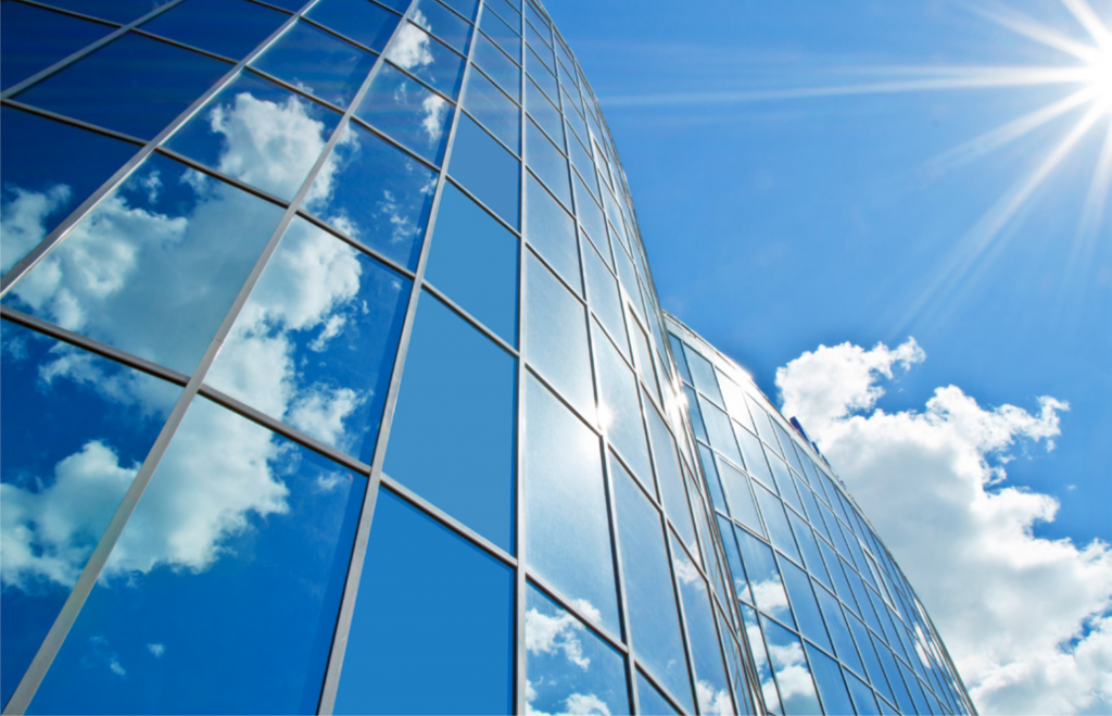 Solar film on a high rise building